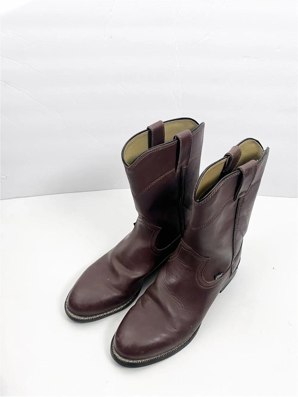 JUSTIN Men’s Basics Brown Slip On Cowboy Boots SIZES 7D/7.5D Cowboy Rancher
